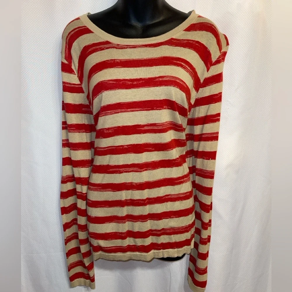 Michael Kors Red and Tan Striped top 3X - Picture 1 of 2